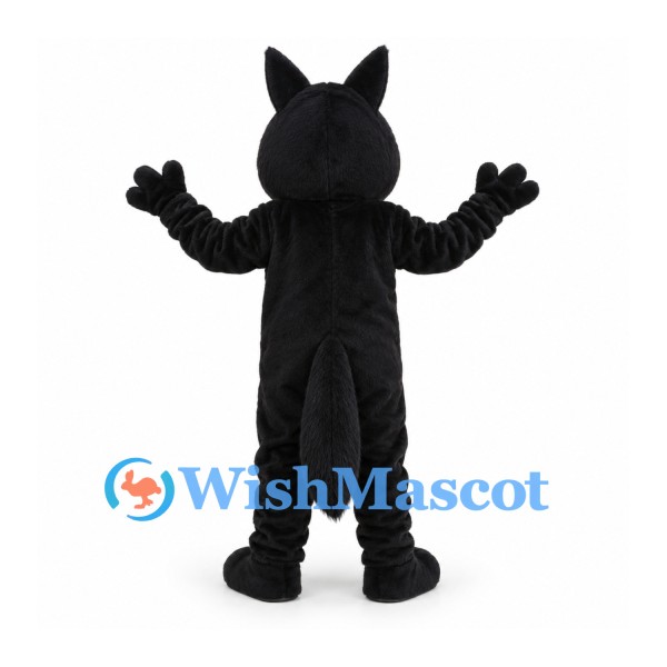 Wolf Mascot Costume in Black with Orange Muzzle and Belly