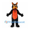 Wolf Mascot Costume in Black with Orange Muzzle and Belly