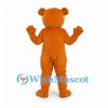 Bear Mascot Costume in Orange with Green Sunglasses
