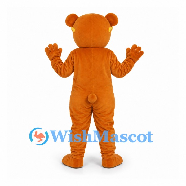 Bear Mascot Costume in Orange with Green Sunglasses