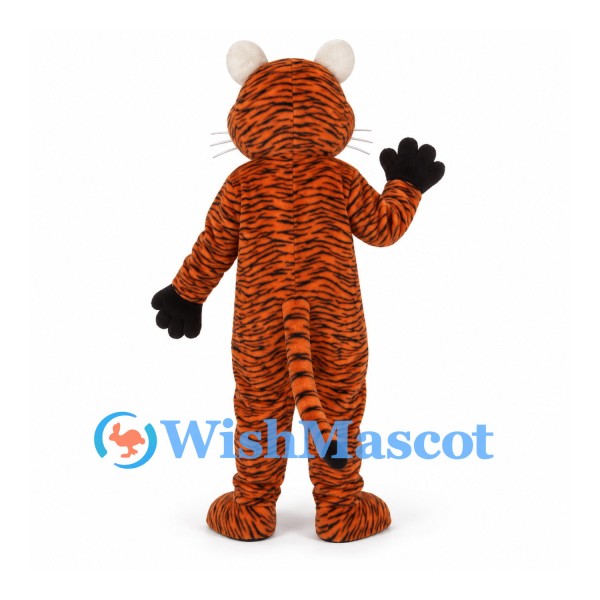 Tiger Mascot Costume in Orange with Black Stripes and White Belly