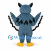 Owl Mascot Costume in Blue Gray with Layered Black and White Wings