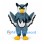 Owl Mascot Costume in Blue Gray with Layered Black and White Wings