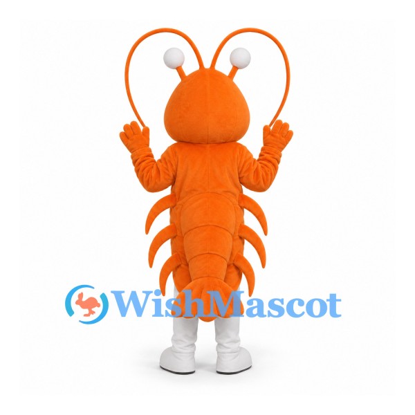 Lobster Mascot Costume in Orange with Long Antennae and White Belly