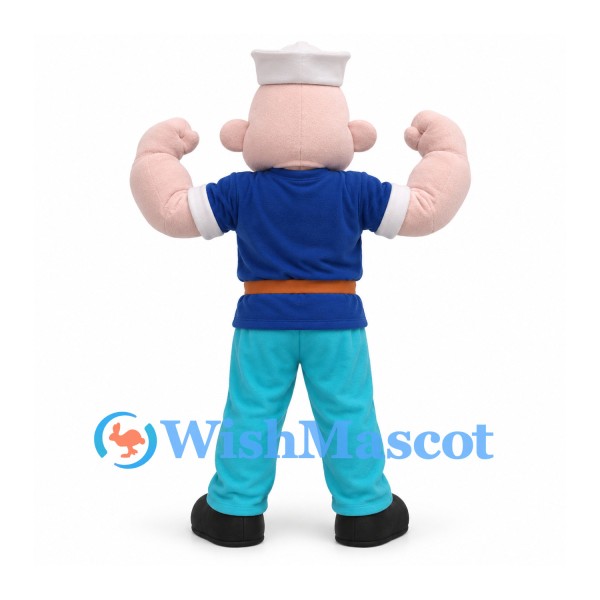 Sailor Mascot Costume with White Cap and Blue Shirt