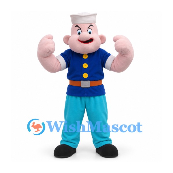 Sailor Mascot Costume with White Cap and Blue Shirt