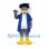 Graduation Owl Mascot Costume with Blue Gown and Mortarboard