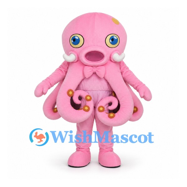 Octopus Mascot Costume in Pink with Curling Tentacles