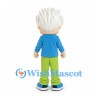 Boy Mascot Costume with Spiky White Hair and Lime Green Pants