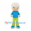 Boy Mascot Costume with Spiky White Hair and Lime Green Pants