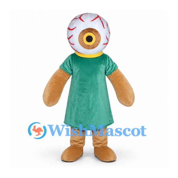 Eyeball Mascot Costume with Green Shirt and Brown Limbs
