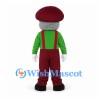 Grandfather Mascot Costume with Burgundy Hat and Green Shirt