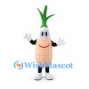 Onion Mascot Costume with Green Shoots and Smiling Face