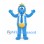 Seahorse Mascot Costume in Blue with Striped Shirt and Yellow Crown