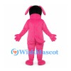 Dog Mascot Costume in Pink with Yellow Belly and Sunglasses