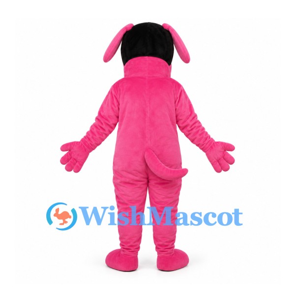 Dog Mascot Costume in Pink with Yellow Belly and Sunglasses