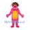Dog Mascot Costume in Pink with Yellow Belly and Sunglasses