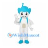 Space Character Mascot Costume in White with Blue Head and Shoes