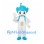 Space Character Mascot Costume in White with Blue Head and Shoes