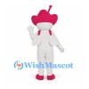 Space Character Mascot Costume in White with Pink Head and Shoes