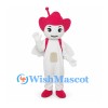 Space Character Mascot Costume in White with Pink Head and Shoes