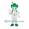 Space Character Mascot Costume in White with Green Head and Shoes