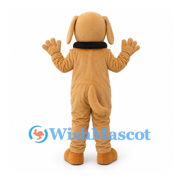Dog Mascot Costume in Tan with Black Muzzle Guard