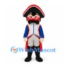 Pirate Mascot Costume with Black Tricorn Hat and Blue Coat