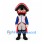 Pirate Mascot Costume with Black Tricorn Hat and Blue Coat