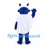 Horned Monster Mascot Costume in Blue with White Beard and Cape