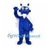 Horned Monster Mascot Costume in Blue with White Beard and Cape