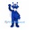 Horned Monster Mascot Costume in Blue with White Beard and Cape