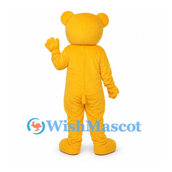 Bear Mascot Costume in Yellow with Spotted Eye Bandage