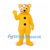 Bear Mascot Costume in Yellow with Spotted Eye Bandage