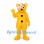 Bear Mascot Costume in Yellow with Spotted Eye Bandage