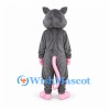 Mouse Mascot Costume in Gray with Pink Tail and Inner Ears