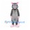 Mouse Mascot Costume in Gray with Pink Tail and Inner Ears