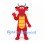 Dragon Mascot Costume in Red with Blue Horns and Yellow Belly