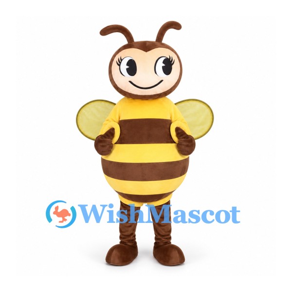 Bee Mascot Costume in Yellow and Brown with Wings