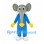 Elephant Mascot Costume in Blue with Gray Head and Yellow Tie