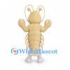 Lobster Mascot Costume in Cream with Large Claws and Long Antennae