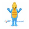 Seahorse Mascot Costume in Blue with Yellow Head and Belly