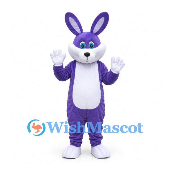 Rabbit Mascot Costume in Purple with White Belly