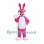 Rabbit Mascot Costume in Pink with White Belly and Smiling Face