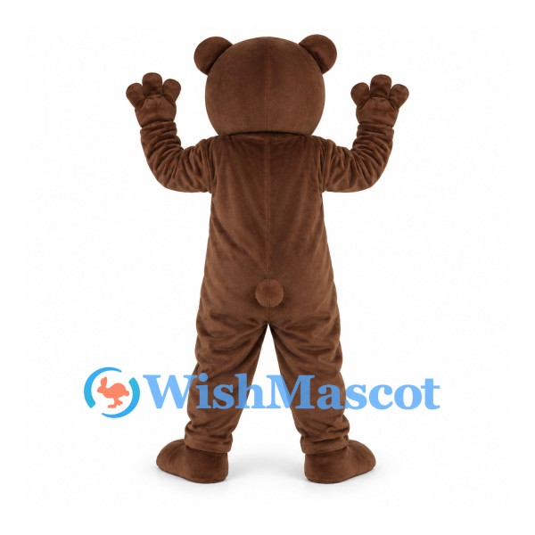 Bear Mascot Costume in Brown with Open Mouth and Large Paws