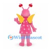 Butterfly Mascot Costume in Pink with Flower Dress and Yellow Wings