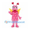 Butterfly Mascot Costume in Pink with Flower Dress and Yellow Wings