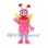 Butterfly Mascot Costume in Pink with Flower Dress and Yellow Wings
