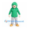 Boy Mascot Costume with Green Hooded Jacket and Gray Pants