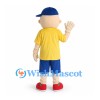 Boy Mascot Costume with Yellow Shirt and Blue Baseball Cap
